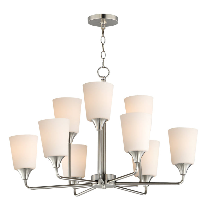 Hudson 9 Light Two-Tier Chandelier in Satin Nickel
