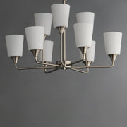 Hudson 9 Light Two-Tier Chandelier in Satin Nickel