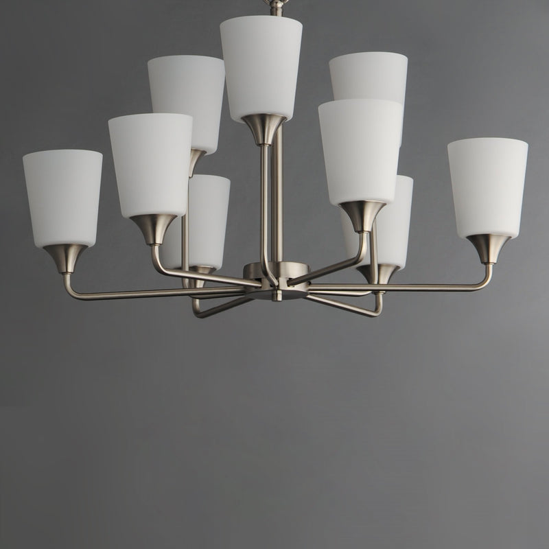 Hudson 9 Light Two-Tier Chandelier in Satin Nickel