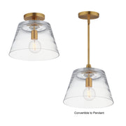 Hudson 12" Convertible Pendant in Natural Aged Brass