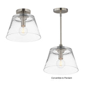 Hudson 12" Convertible Pendant in Satin Nickel