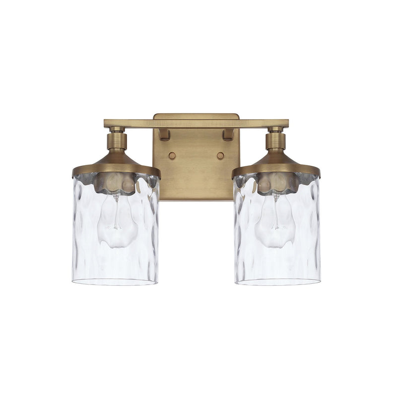 Colton 2-Light Bath Vanity Light in Aged Brass