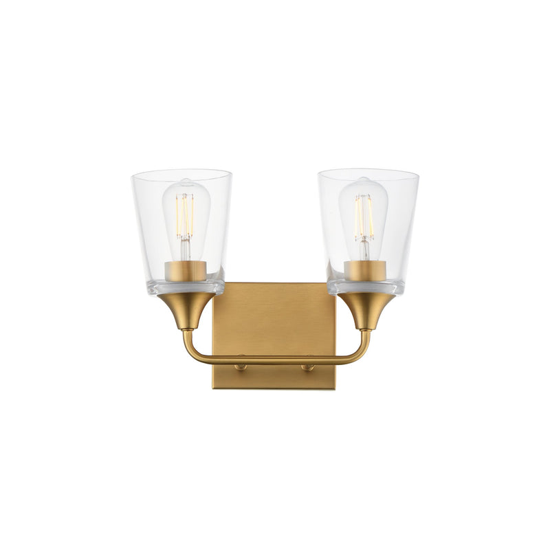 Hudson 2 Light Bath Vanity in Natural Aged Brass