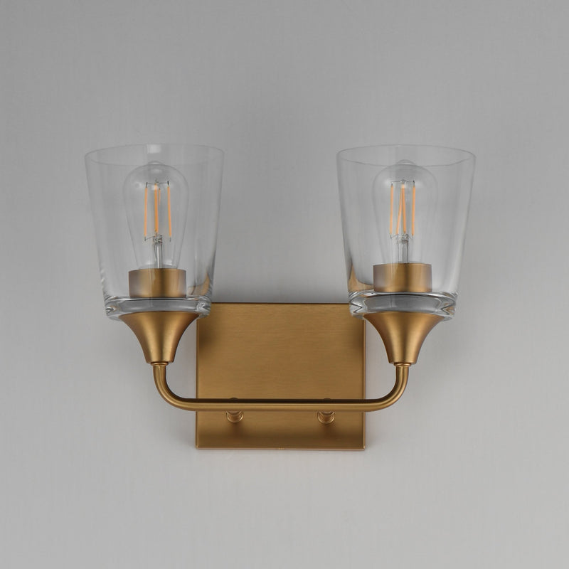 Hudson 2 Light Bath Vanity in Natural Aged Brass