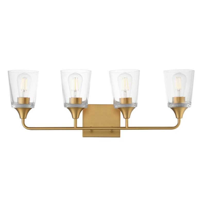 Hudson 4 Light Bath Vanity in Natural Aged Brass