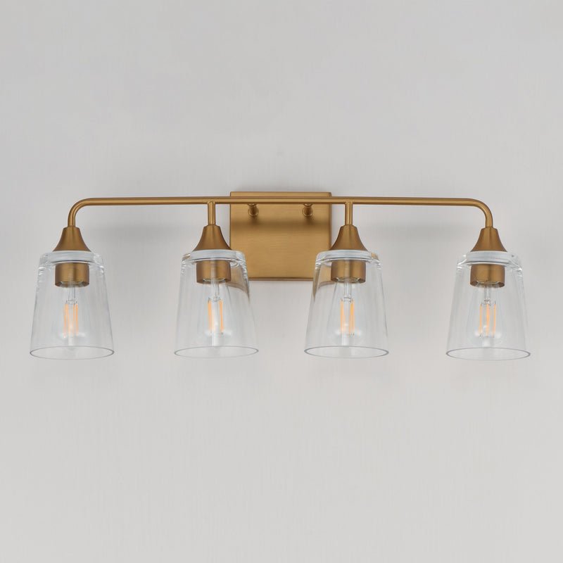 Hudson 4 Light Bath Vanity in Natural Aged Brass