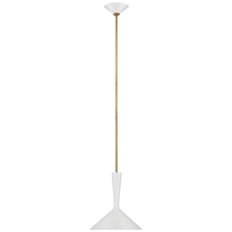 Rosetta LED Pendant in Matte White and Hand-Rubbed Antique Brass