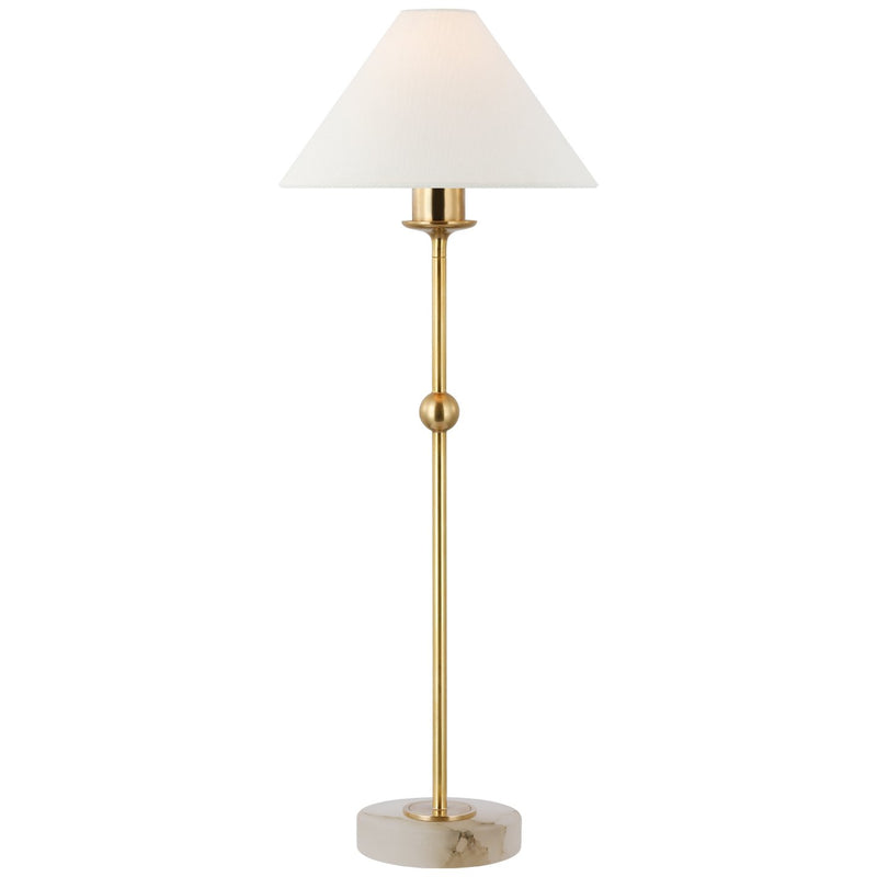 Caspian Medium Accent Floor Lamp in Antique-Burnished Brass and Alabaster