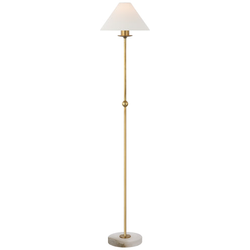 Caspian LED Floor Lamp in Antique-Burnished Brass and Alabaster