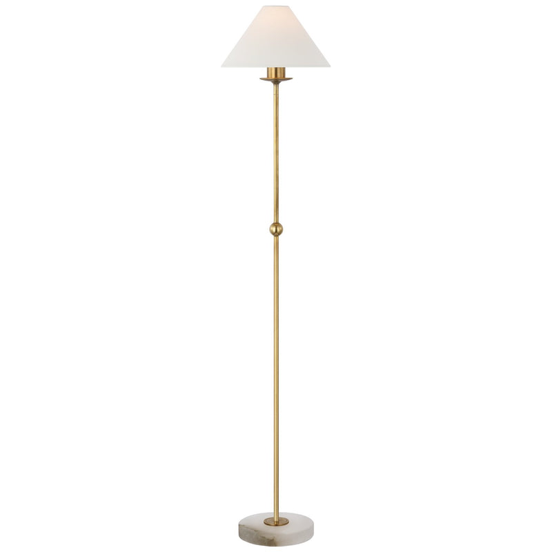 Caspian Medium Alabaster Floor Lamp in Antique-Burnished Brass and Alabaster