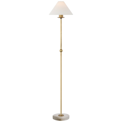 Caspian Medium Alabaster Floor Lamp in Antique-Burnished Brass and Alabaster