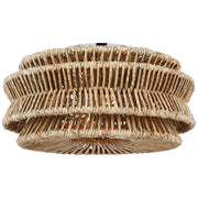Antigua Large Drum 2-Light Semi-Flush Mount in Polished Nickel and Natural Abaca