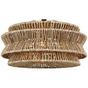 Antigua LED Semi-Flush Mount in Polished Nickel and Natural Abaca