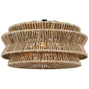 Antigua Extra Large 3-Light Semi-Flush Mount in Polished Nickel and Natural Abaca