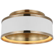 Connery LED Flush Mount in Matte White and Antique-Burnished Brass
