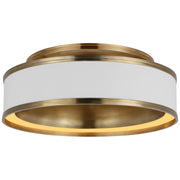 Connery 18" Semi-Flush Mount in Matte White and Antique-Burnished Brass