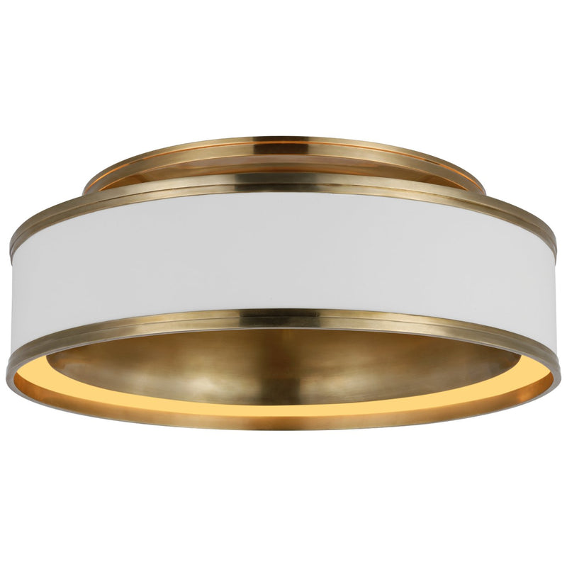 Connery 18" Semi-Flush Mount in Matte White and Antique-Burnished Brass
