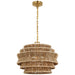 Antigua LED Chandelier in Antique-Burnished Brass and Natural Abaca