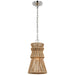 Antigua LED Pendant in Polished Nickel and Natural Abaca