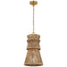 Antigua LED Pendant in Antique-Burnished Brass and Natural Abaca