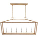 Darlana5 LED Linear Pendant in Antique-Burnished Brass and Natural Rattan