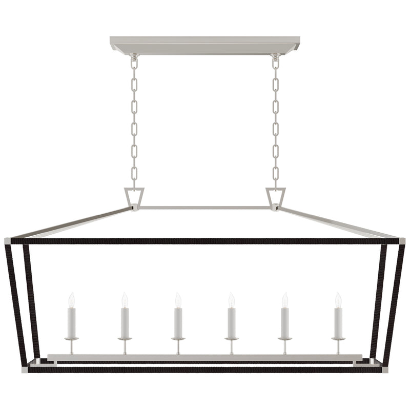 Darlana5 LED Linear Pendant in Polished Nickel and Black Rattan
