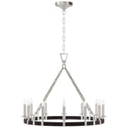 Darlana5 LED Chandelier in Polished Nickel and Black Rattan