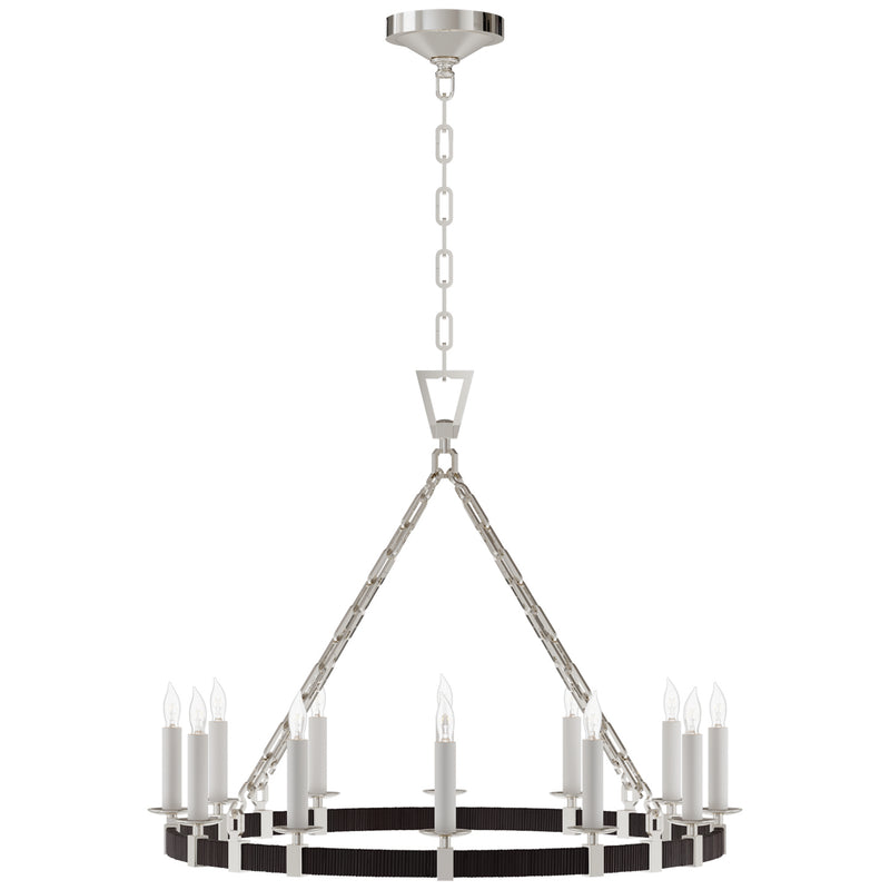 Darlana5 LED Chandelier in Polished Nickel and Black Rattan