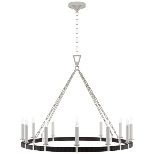 Darlana5 LED Chandelier in Polished Nickel and Black Rattan