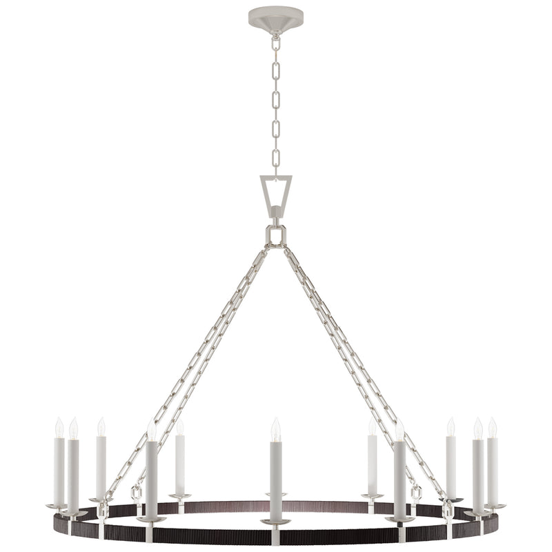 Darlana5 LED Chandelier in Polished Nickel and Black Rattan