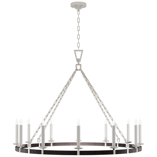 Darlana5 LED Chandelier in Polished Nickel and Black Rattan
