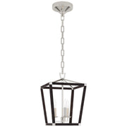 Darlana5 LED Lantern in Polished Nickel and Black Rattan