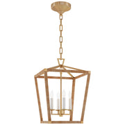 Darlana5 LED Lantern in Antique-Burnished Brass and Natural Rattan