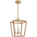 Darlana5 LED Lantern in Antique-Burnished Brass and Natural Rattan