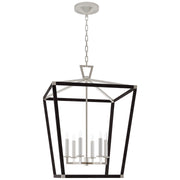 Darlana5 LED Lantern in Polished Nickel and Black Rattan