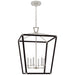 Darlana5 LED Lantern in Polished Nickel and Black Rattan