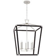 Darlana5 LED Lantern in Polished Nickel and Black Rattan