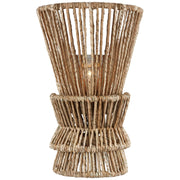 Antigua Medium Wall Sconce in Polished Nickel and Natural Abaca
