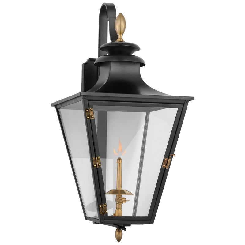 Albermarle2 Gas Wall Lantern in Matte Black and Brass