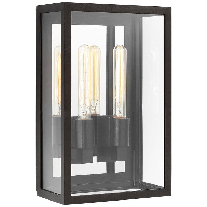 Fresno Medium 2-Light 3/4 Outdoor Wall Lantern in Aged Iron