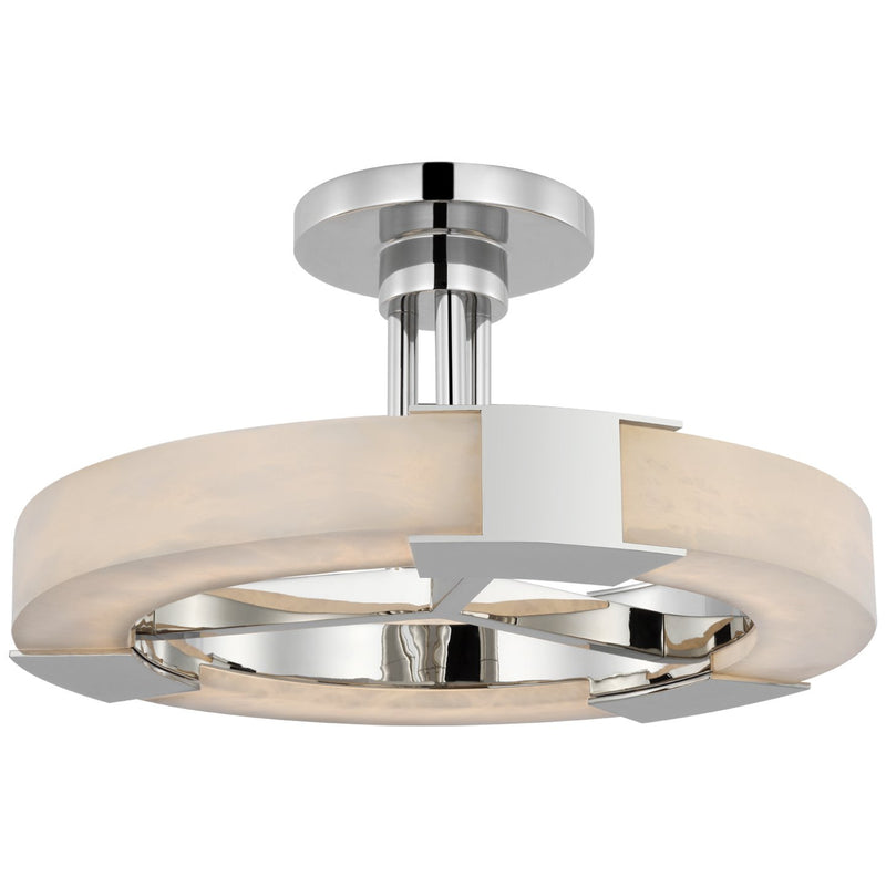 Covet 13.75" Alabaster Semi-Flush Mount in Polished Nickel and Alabaster