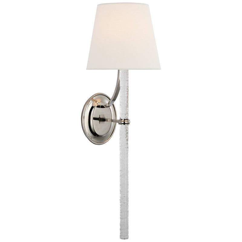 Abigail Extra Large Wall Sconce in Polished Nickel and Clear Wavy Glass