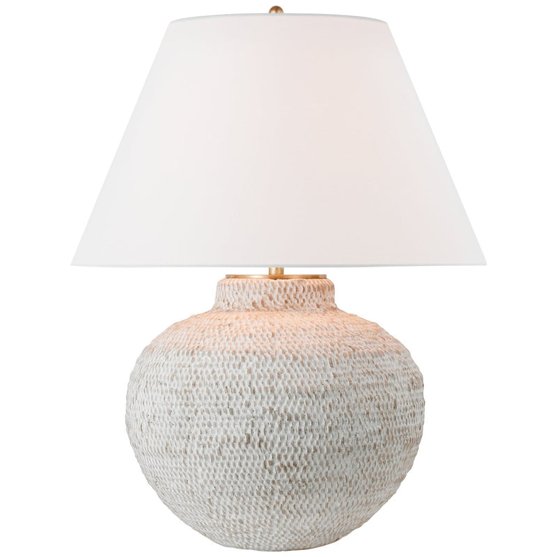 Avedon Medium Table Lamp in Plaster White Rattan