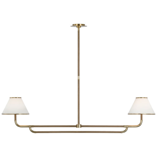 Rigby Large Linear 2-Light Chandelier in Soft Brass and Natural Oak