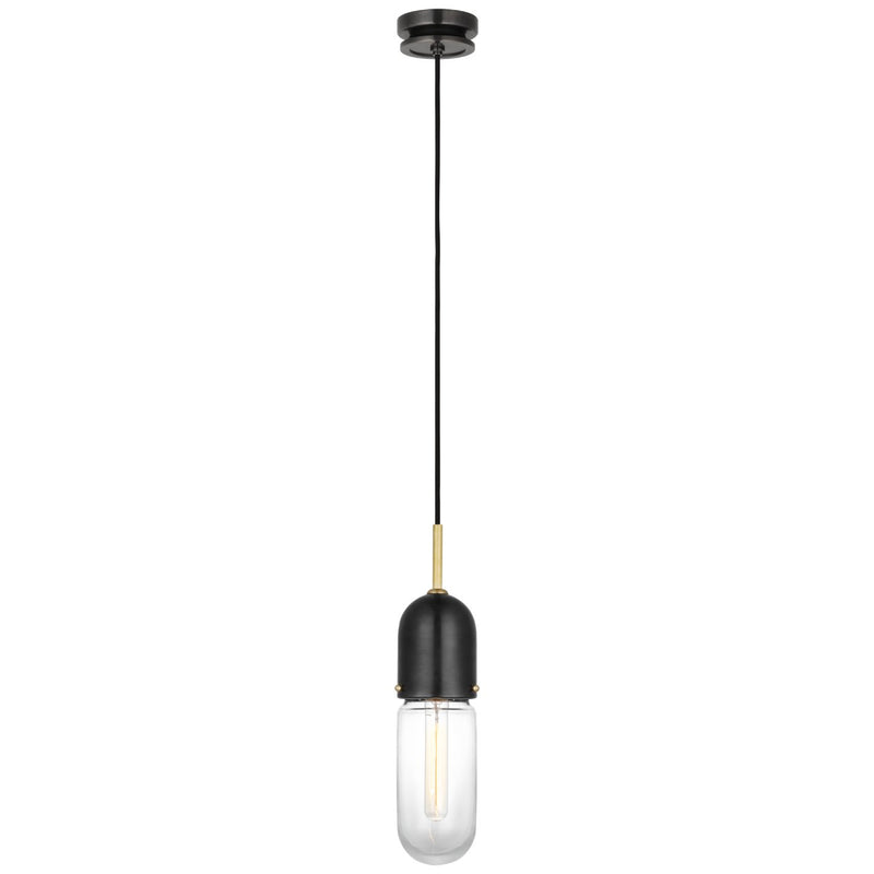 Junio Glass Cylinder Mini Pendant in Bronze and Brass