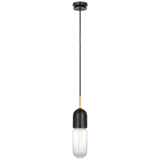 Junio Glass Cylinder Mini Pendant in Bronze and Brass