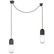 Junio Glass Cylinder Mini Pendant in Bronze and Brass