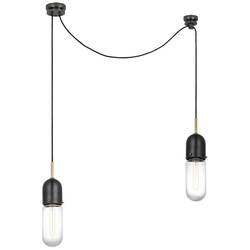 Junio Glass Cylinder Mini Pendant in Bronze and Brass