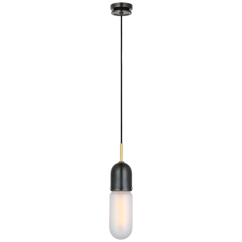 Junio Glass Cylinder Mini Pendant in Bronze and Brass