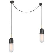 Junio Glass Cylinder Mini Pendant in Bronze and Brass